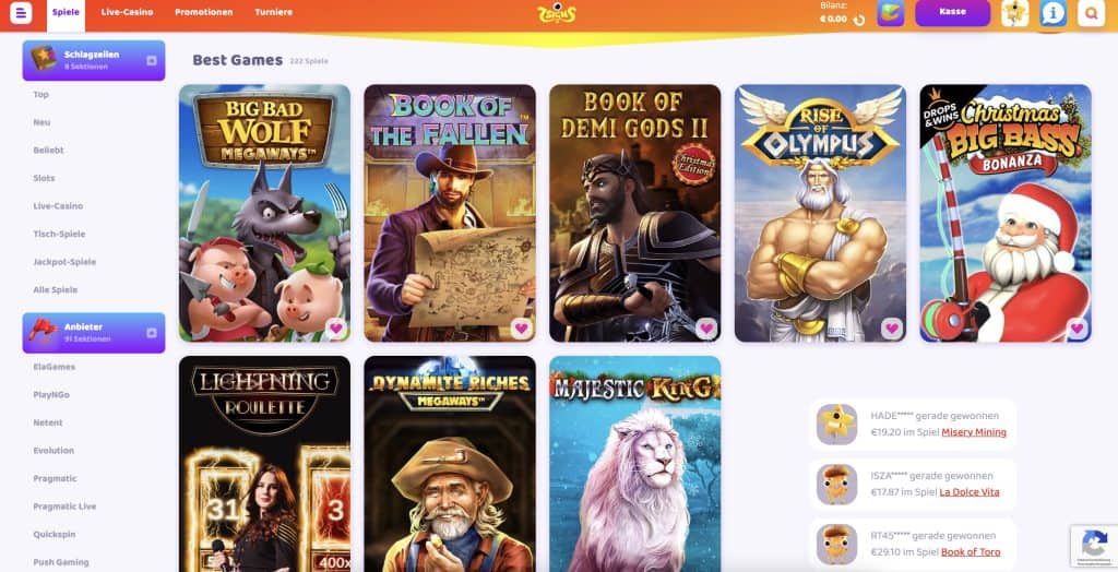 7Signs Casino Game Lobby Screenshot