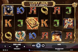 Posnetek zaslona igralnega avtomata Lucky Jack - Book of Rebirth