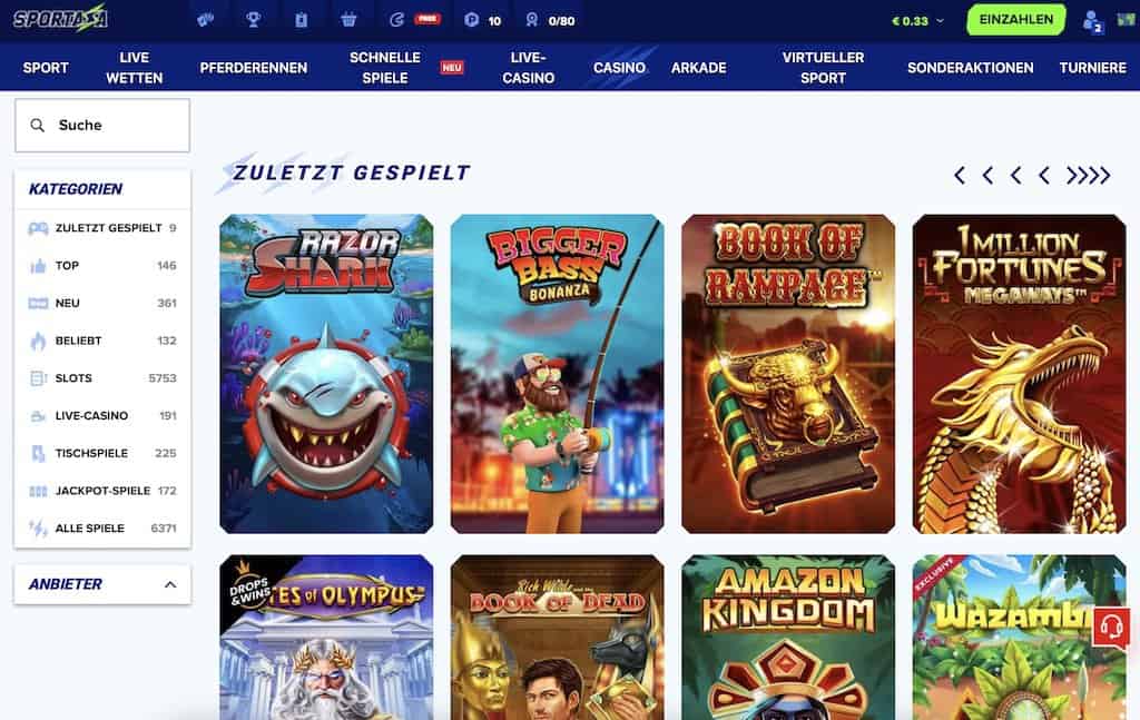 Sportaza Game Lobby Screenshot