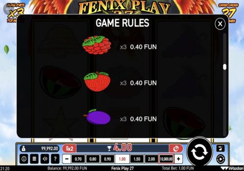 Fenix Play 27 Paytable 6