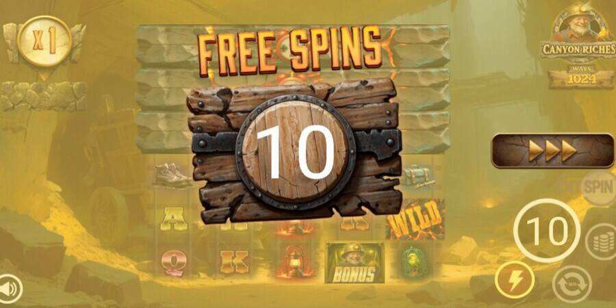 Canyon Riches free spins bonus