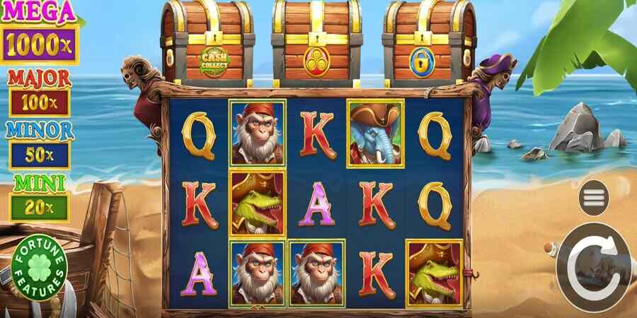 Wild Buccaneers Triple Treasure slot game reels