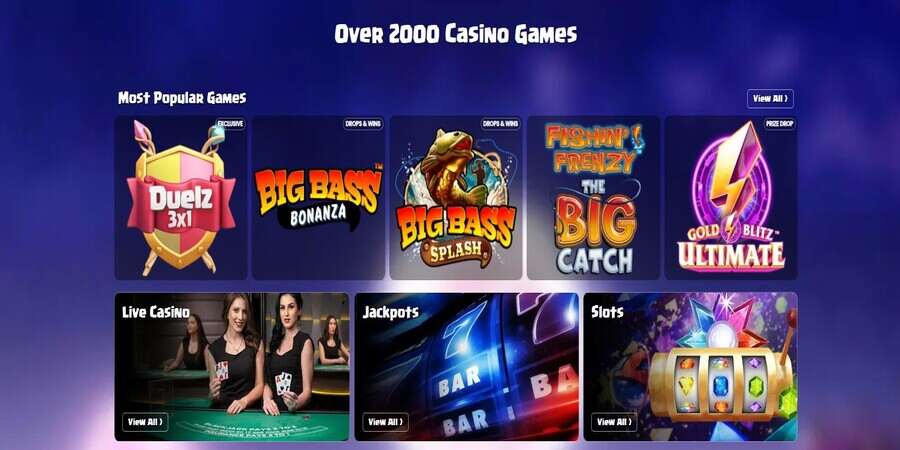 Slots and casino games at Duelz Casino