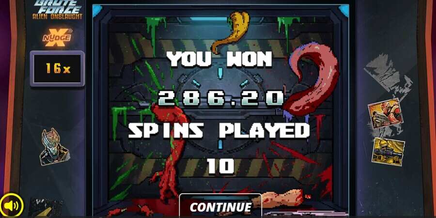 Brute Force Alien Onslaught blu genesis spins big win