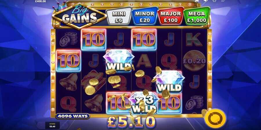 Wild multipliers feature in Big Gains slot