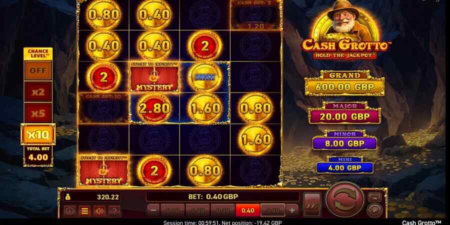 Cash Grotto Hold the Jackpot slot game reels
