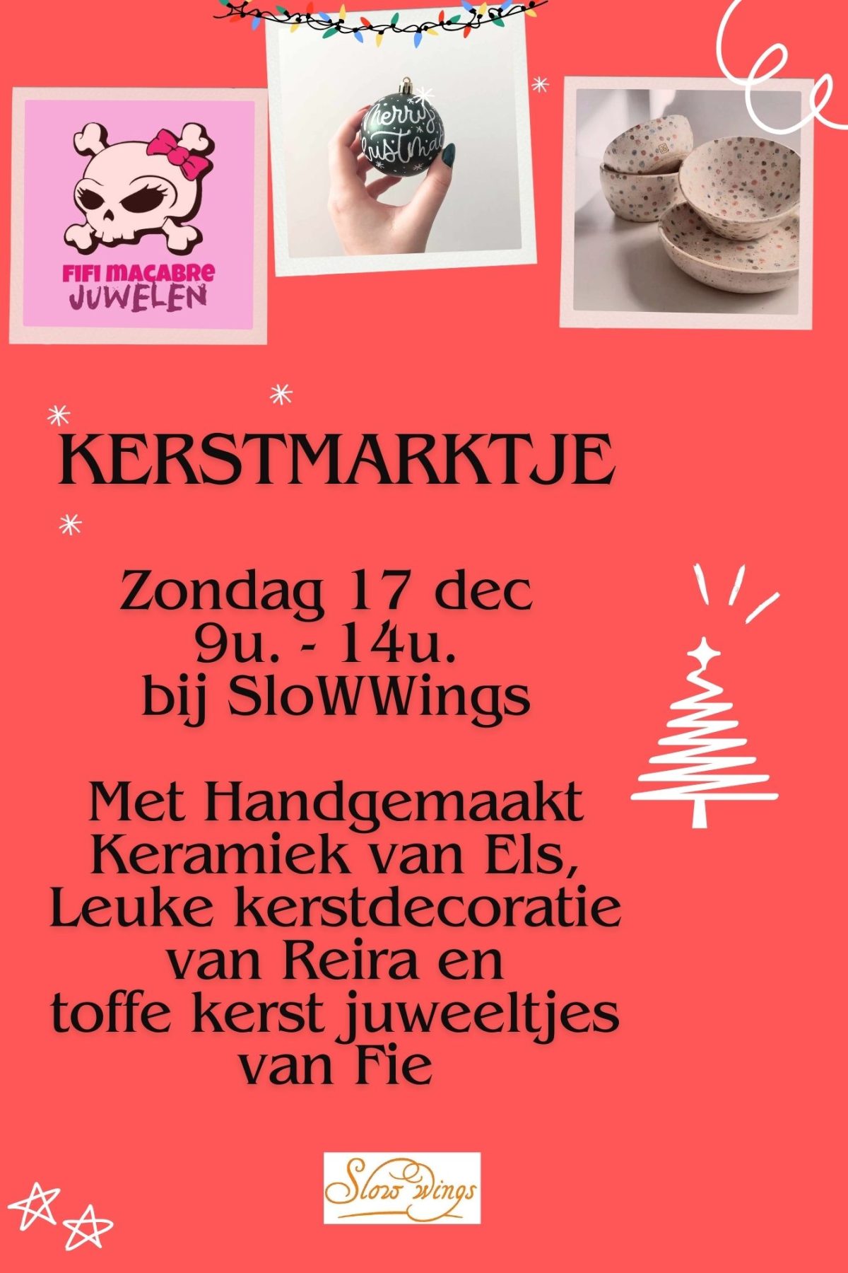 Kerstmarkt bij SloW Wings koffiebar in Ieper op 17 december