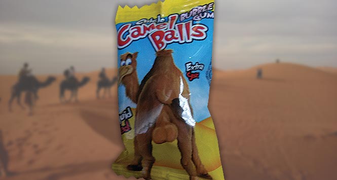 Bag of 'Chew my balls' sweets