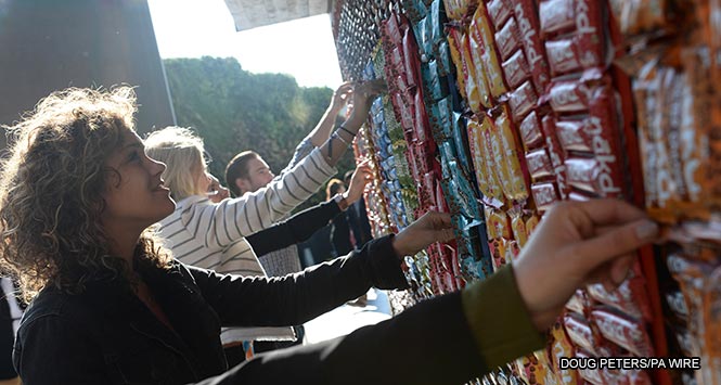 Billboard made of wholefood bars