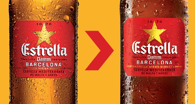 Dark bottle of Estrella Damm