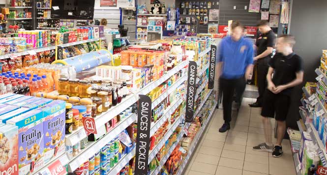 Inside convenience store