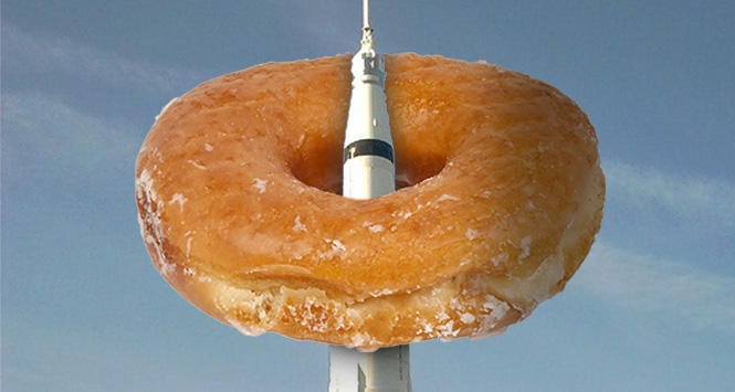 Rocket passing through doughnut