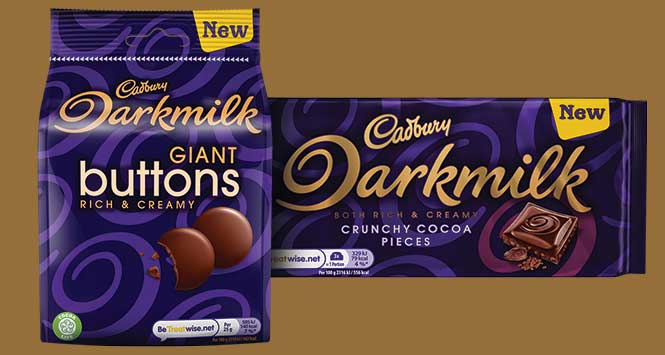 Cadbury Darkmilk Giant Buttons and Cadbury Darkmilk with Crunchy Cocoa Pieces