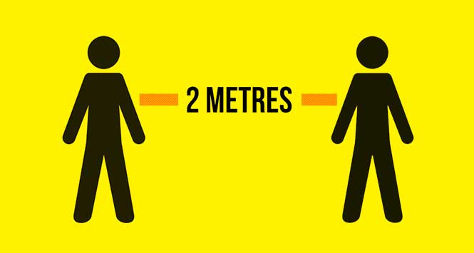 People 2 metres apart