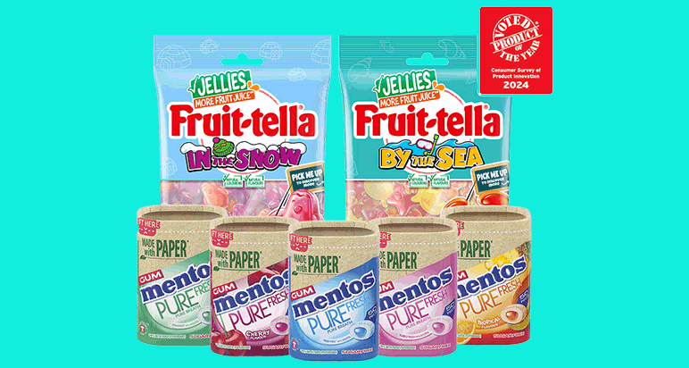 Fruit-tella Curiosities and Mentos Pure Fresh Gum