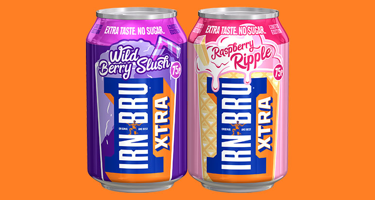 Irn-Bru Xtra Wild Berry Slush and Raspberry Ripple flavours