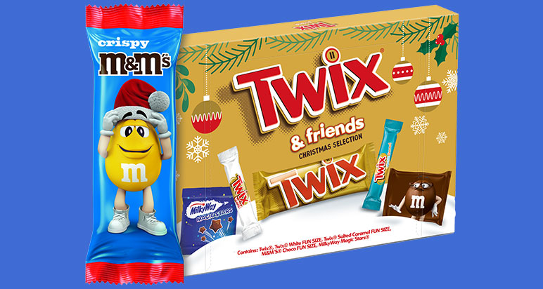 Twix & Friends Medium Selection Box and M&M's Crispy Milk Chocolate Santa Treat