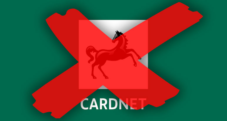 Cardnet logo crossed out