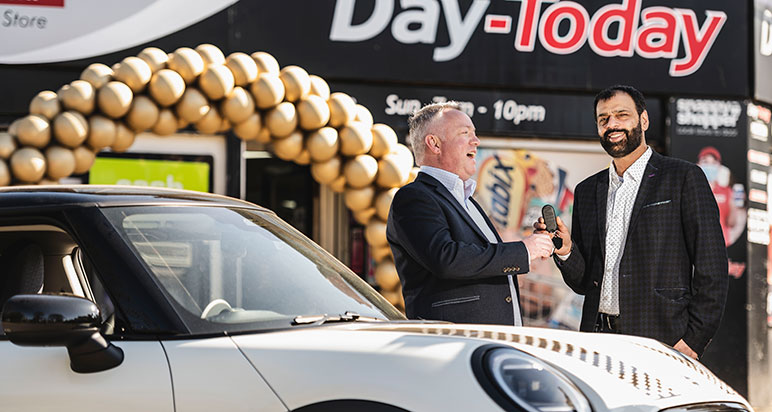 Man holding car keys