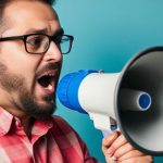 Man with megaphone