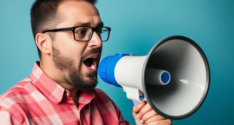 Man with megaphone