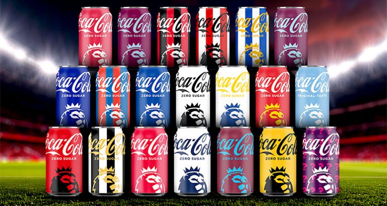 Coca-Cola cans in Premier League team colours