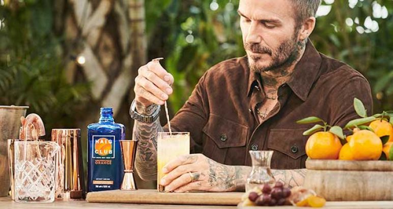 David Beckham drinking Haig Club Mediterranean Orange