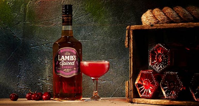 Bottle of cherry flavour Lamb's Spiced Rum