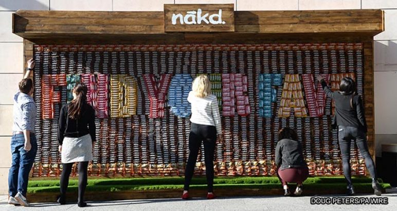 Billboard made of wholefood bars