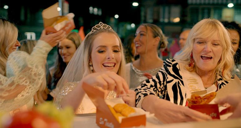 Hen party eating Quorn nuggets