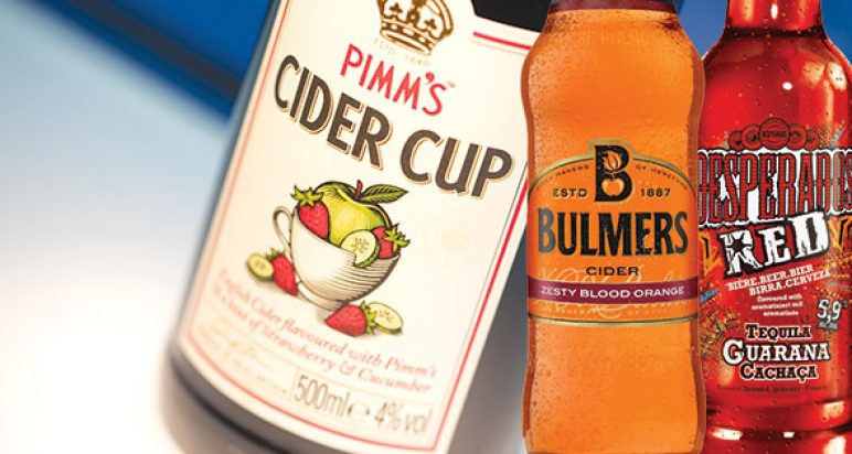 Pimm's Cider Cup, Bulmers Zesty Blood Orange Cider and Desperadoes Red