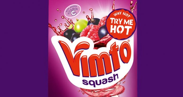 Vimto 'Try me hot' label