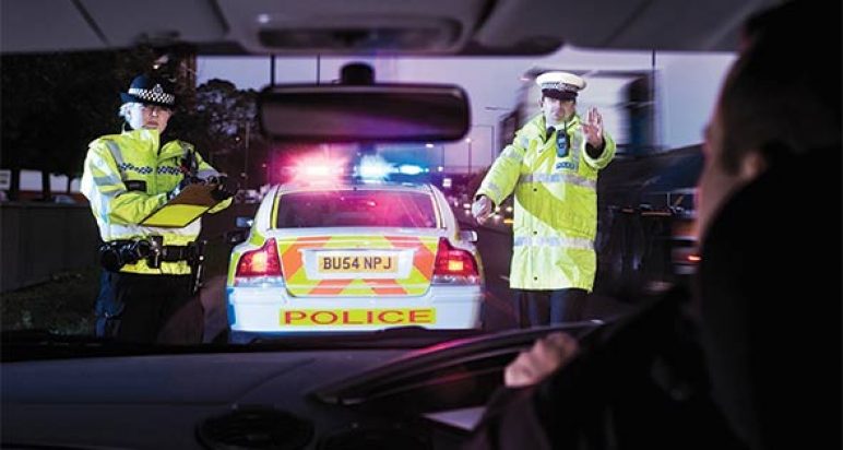 Traffic police stop suspected drink driver