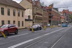 Här kommer trafiken från Järntorget mot Hagakyrkan.