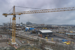 Från Skansen Lejonet ser man ner möt Östra etableringen, Västlänken.