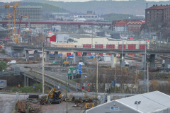 Här ser man en stor del av byggnadsplatsen Olskroken. Det är från Skansen Lejonet mot Partihallsförbildelsen.