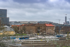 Man ser även mot Svingeln och Gårda. till vänster på bild syns Gårda Vesta – Göteborgs första WELL-certifierade kontorshus. med 25 våningar.