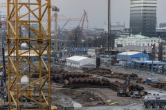 Från Skansen Lejonet ser man ner möt Östra etableringen, Västlänken.