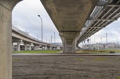 Ett perspektiv på broar i Marieholm mot Gamlestaden.