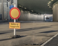 Den här tunneln strax vid Falutorget var inte öppnad den 16 mars.