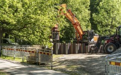 Här byggs stationen Haga, en av de tre stationen för västlänken .