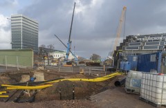 I slutet av Nils Ericsonterminalen pågår arbeten med terminalen Västlänken  Centralstationen.