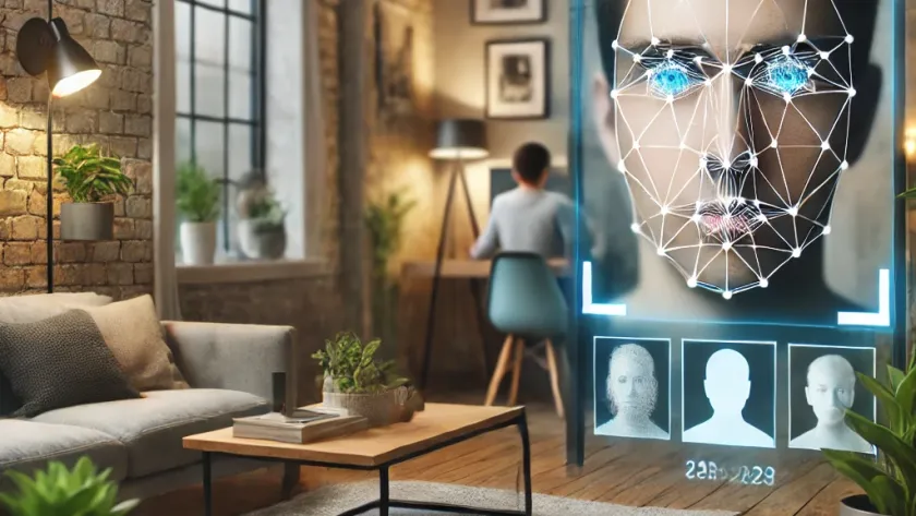 AI-powered facial recognition system enhancing home security.