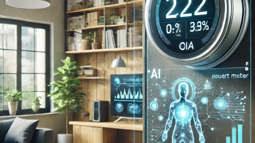 Optimizing Energy Usage with Smart Meters and AI 1 AI-integrated smart meter analyzing home energy consumption.