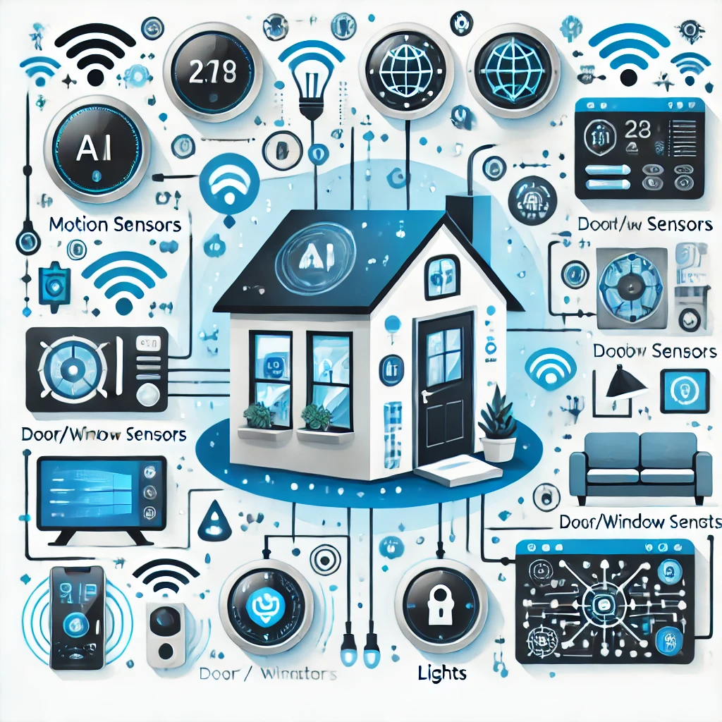 AI-powered sensors integrated in a smart home environment.