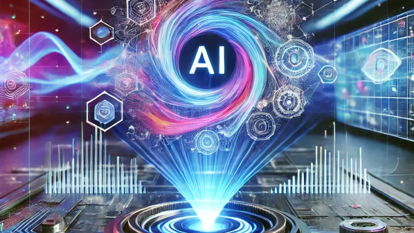 OpenAI Launches Sora – The Next Step in Text-to-Video AI 1 Futuristic concept of AI-driven text-to-video technology with holographic interface and dynamic animations.