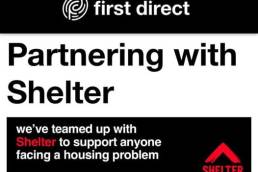 First Direct notice of partnership with Shelter