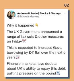 Instagram screenshot of thread referencing pound deflation