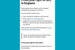 Screenshot of GOV.UK right to rent service