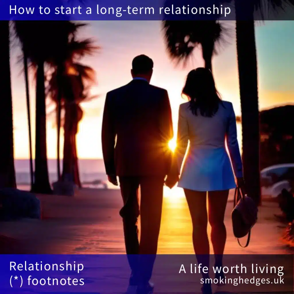 A man and a woman walking towards the sunset.